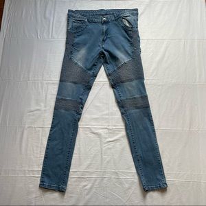 33 Waist Super Skinny Moto Jeans Light Denim Wash